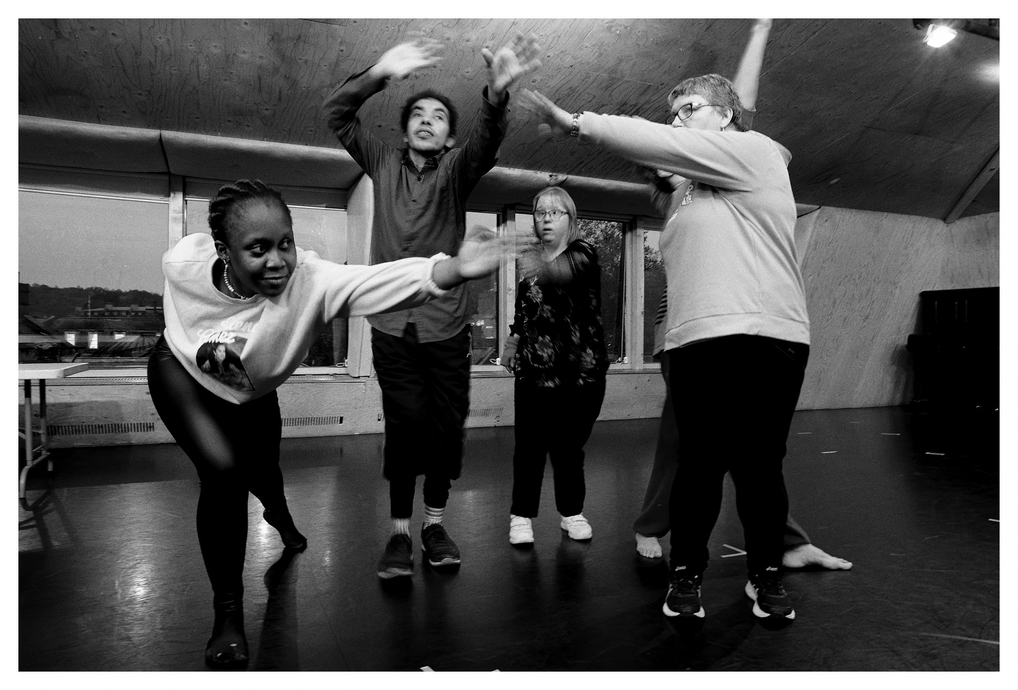 Corali dancers in rehearsals for performance of Super Hot Hot Dog at Theatre Royal, Bath